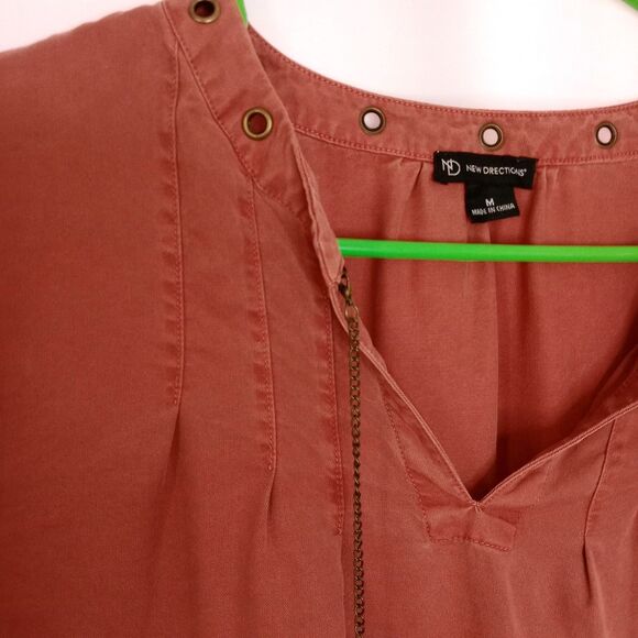 ⭐ ND New Directions Women's V Neck Oversized Peasant Lyocell Blouse Top Med - Picture 3 of 6